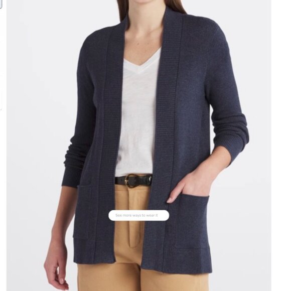 Pink Clover Valery Double Pocket Ribbed Cardigan in navy - Picture 1 of 4